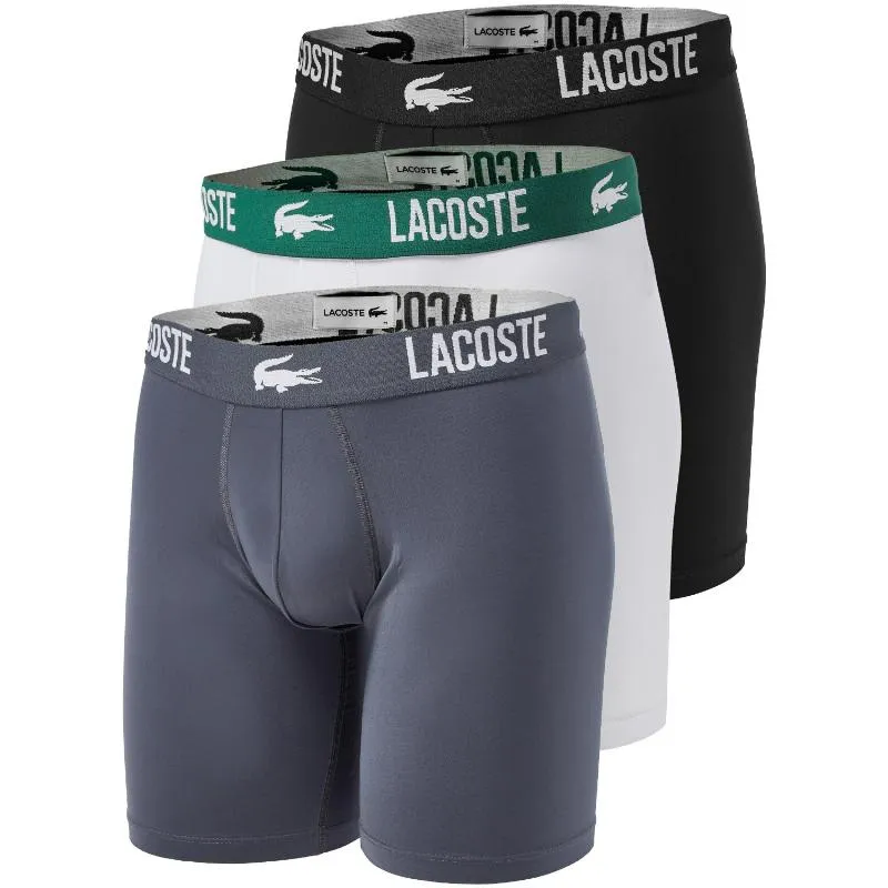 Boxers Lacoste Poliamida Blanco Gris Negro 3 Unidades