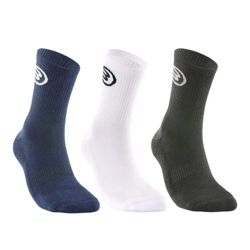 Calcetines Bullpadel BP262 Blanco Negro Marino 3 Pares