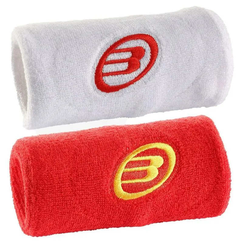 Muñequeras Bullpadel FEP BPMU Blanco Rojo 2 Unidades